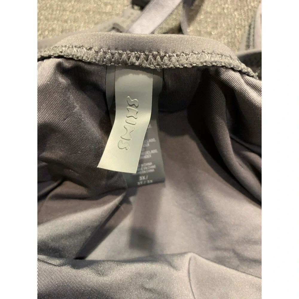 Skims Signature Swim Scoop‎ Neck One-Piece Swimsuit in Gunmetal Women's 3X